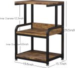 HOUYISHEYUE Home Printer Stand Vintage Printer Stand with 3 Tier Wood Storage Shelves Multi-Purpose Desk Organizer for Fax Machine, Scanner, Files, Books with Adjustable Anti-Skid Feet (Brown) - Image 3